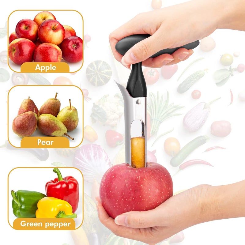 PTNITWO Apple Corer, Premium Stainless Steel Apple Corer Tool,Sturdy Ergonomic Handle, Easy to Use and Clean, Durable,Remover for Pears, Bell Peppers, Fuji, Honeycrisp, Pink Lady Apples (black) - Image 5
